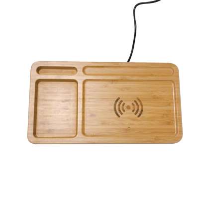 Eco Bamboo Wireless Charging Pad 10 W For Desk Table Organiser Sustainable Wood QI Wireless Charger