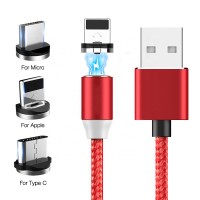 Factory 3 in 1 magnetic charging cable LED magnetic usb cable Micro 8pin Type C 360 connect magnet data cable for iphone 11 12