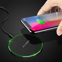 Drop ship 2020 New 10W Universal  Qi Wireless Mobile Charger Charging Pad fast charging led wireless charger